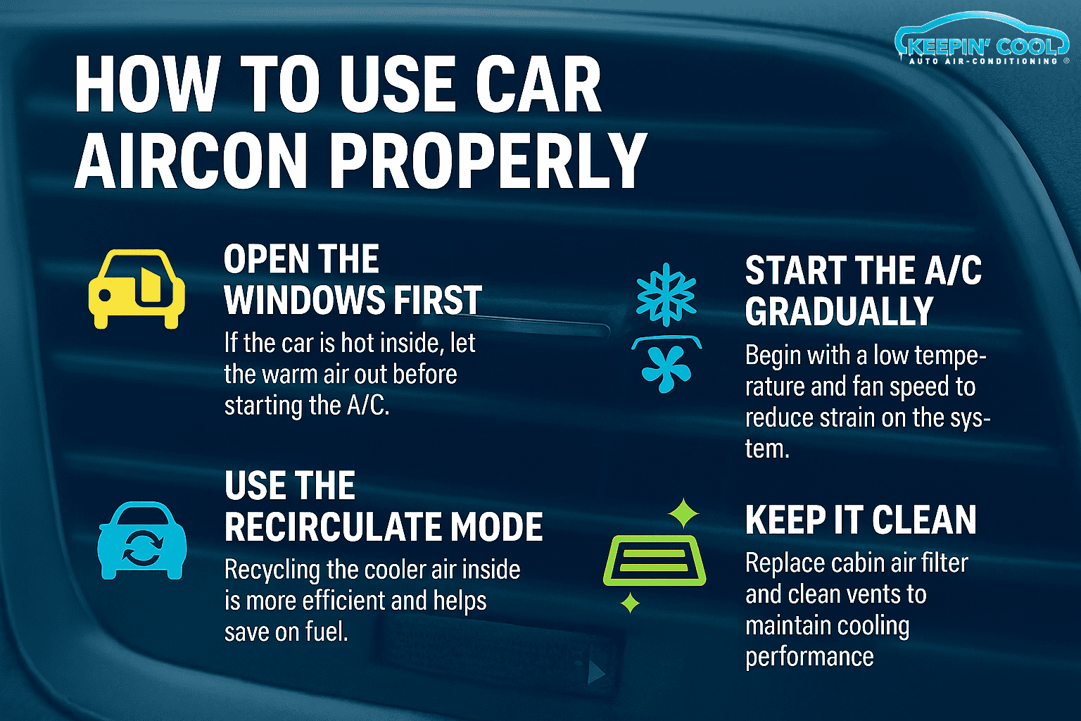 How to use car aircon properly in Brisbane