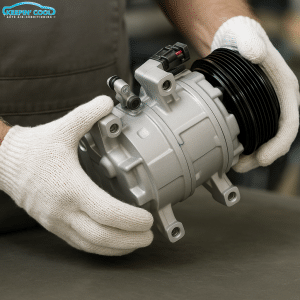 Comparison between a new and failed car AC compressor
