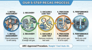 Mobile car air conditioning service process in Alexandra Hills